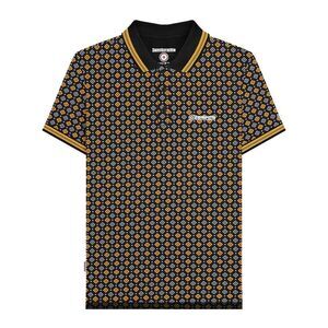 Lambretta Mens Geometric Polo Shirt / Black/Gold